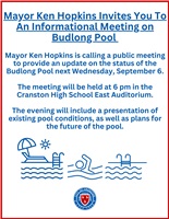Mayor Ken Hopkins Invites Public to Informational Meeting on Budlong Pool